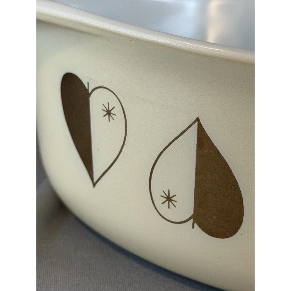 VTG PYREX Golden Hearts Promotional Casserole #045 2.5 Qt W Candle Warmer READ